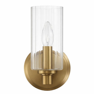 Jardin - Single Light Wall Sconce With Clear Ribbed Satin - Clear / Gold