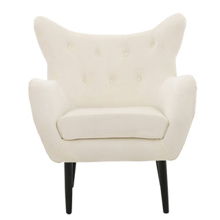 Style Velvet Arm Chair With Wingback And Flared Arms - Ivory