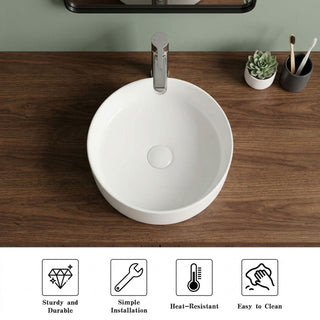 Round Vessel Bathroom Sink Bowl - White