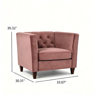 Button Tufted Accent Chair, Square Arms