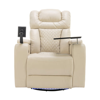 270 Degree Swivel Power Recliner With Tray Table, Phone Holder, Cup Holder, USB Port