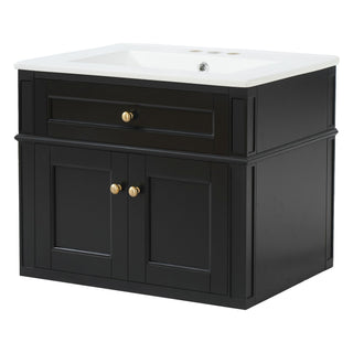 Wall Mounted Bathroom Vanity With Tip Out Drawer And Open Back Design