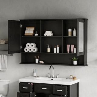 Wall Mounted Bathroom Medicine Cabinet With Double Mirrored Doors