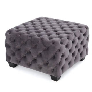 Modern Glam Ottoman With Upholstery And Button Tufted Design
