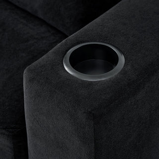 Modern Style Armchair Chaise Lounge Sofa Couch With Movable Storage Ottoman, USB Ports, Cup Holders, Phone Holder, Side Pockets