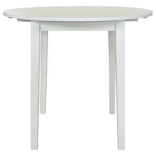 Cliff - 3 Piece Round Drop Leaf Dining Table Set With Ladderback Chairs - White