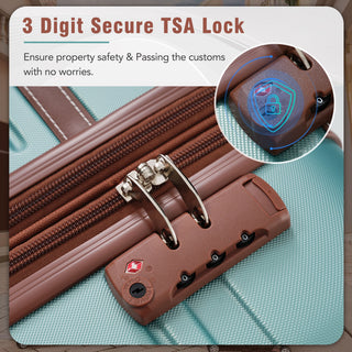 Hardshell Luggage Sets 3 Pieces 20" / 24" Luggages And Cosmetic Case Spinner Suitcase With Tsa Lock Lightweight - Green
