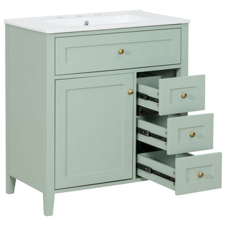 Bathroom Vanity With Sink, 3 Drawers And Adjustable Shelf
