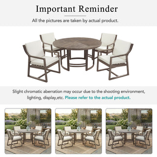 5 Piece Outdoor Dining Set, Patio Table And Chairs With Umbrella Hole