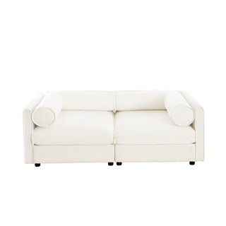 Stylish Sofa With Storage Seat And Cylindrical Backrest