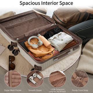 4 Piece Luggage Suitcase Set, Hard Shell Lightweight Expandable Travel Luggage With 4 Packing Cubes