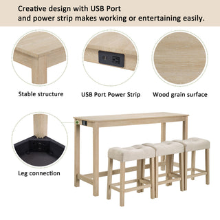 4 Piece Bar Table Set With Power Outlet