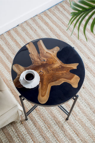 Side Table - Black / Brown