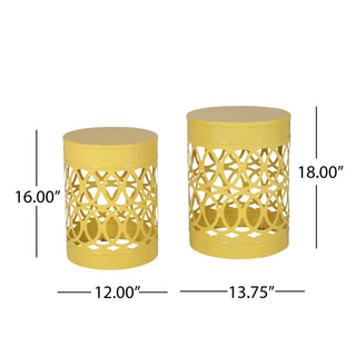 Outdoor Metal S/2 End Table