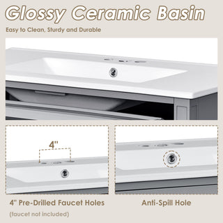 Bathroom Vanity With Top Sink, 2 Drawers And Tip Out Drawer