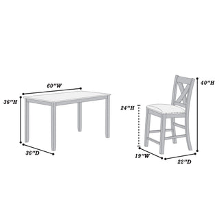 7 Piece Dining Room Furniture, Counter Height Table And 6 Chairs Set - Gray
