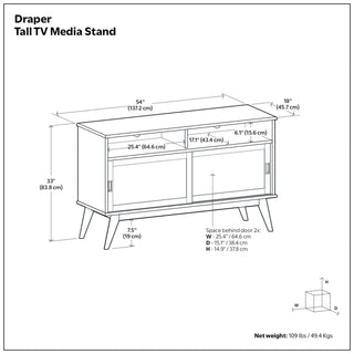 Draper - Handcrafted Mid Century Low TV Media Stand