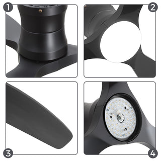 52" Ceiling Fan With Light, Dimmable DC Reversible Motor, 3 Blades
