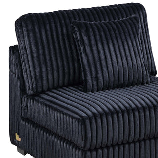6 Piece Modular Sectional Sofa Set Upholstered Living Room Plush Couch With Cup Holders And USB Port - Black