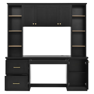 Computer Desk With Hutch, Workstation With Desk Grommet & Keyboard Tray