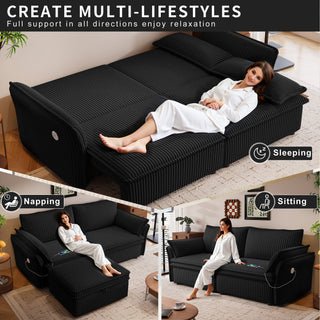 2 In 1 Convertible Sofa Bed, Multi Functional Living Room Furniture