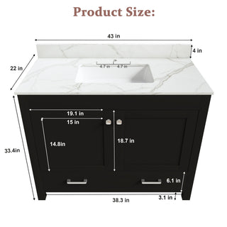 Bathroom Vanity Set, Fluted Cabinet, Soft Close Doors & Drawers - Black
