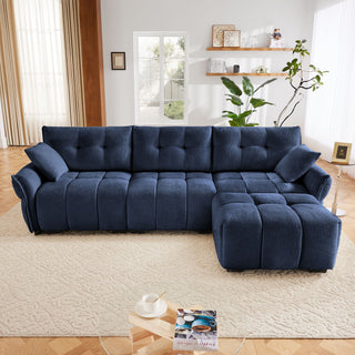 Sofa Set With Ottoman And Pillows, Textured, High Resilience Cushions