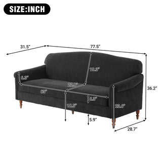 Loveseat Sofa, 2 Seater Couch With Rolled Arms