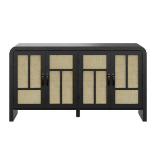 Sideboard Buffet Cabinet With 4 Doors & Adjustable Shelves - Black