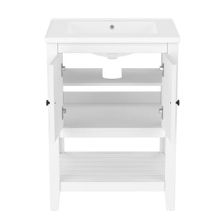 Modern Bathroom Vanity With Sink And Open Shelf