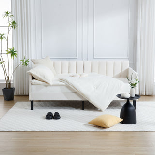 Elena - Boucle Upholstered Daybed, Ribbed Tufted Backrest