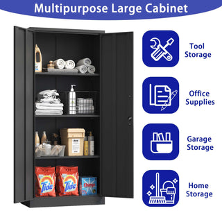 Heavy Metal Garage Storage Cabinet With Locking Doors, Steel, Adjustable Shelves