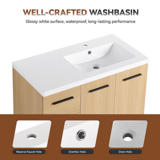 Wall Mounted Floating Bathroom Vanity With Sink, Door & Drawers Modular Cabinet