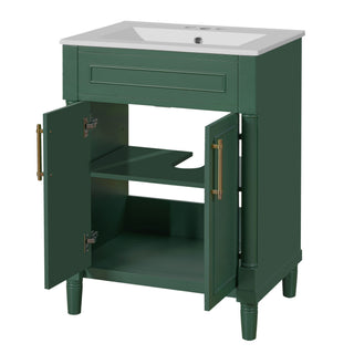 Bathroom Vanity With Integrated Sink, 2 Door Cabinet, Single Sink For Small To Medium Bathrooms