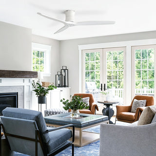 52" Ceiling Fan, No Light Flush Mount Low Profile 3 Blades With Remote Control
