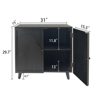 2 Door Accent Cabinet Storage Cabinet With Adjustable Shelf - Black