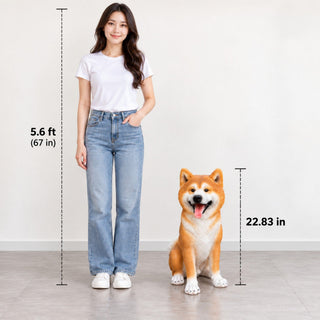 Shiba Inu Dog Statue, Sitting Animal Sculpture For Home Garden - Yellow / White