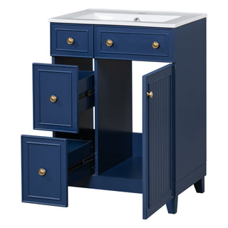 Transitional Style Bathroom Vanity Cabinet With Ceramic Sink