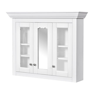 Bathroom Medicine Cabinet With Mirror, 5 Adjustable Closed Shelves, Wall-Mounted - White