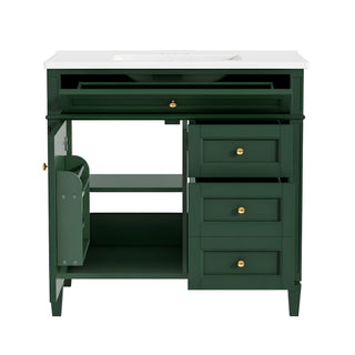 Bathroom Vanity With Sink, Rectangular Storage Cabinet & 2 Drawers And Tip Out Drawer