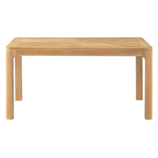 Rectangular Dining Table With Parquet Top, Rounded Corners