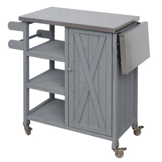 Foldable Outdoor Kitchen Island With Storage Cabinet