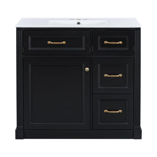 Modern Bathroom Vanity With Sink, 4 Drawers, Soft-Close Door, Adjustable Shelf
