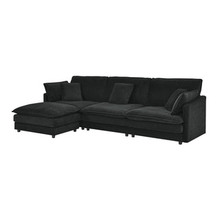 L-Shaped Sectional Sofa With Ottoman, Convertible 4 Seater Couch