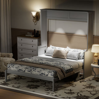 Murphy Bed With Desk, LED Lights And USB Charging Station