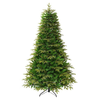 7.5Ft Premium Life Like Full Flocked Christmas Tree With Stand, Fire Resistant Tips, Warm & Colorful LED Lights - Green