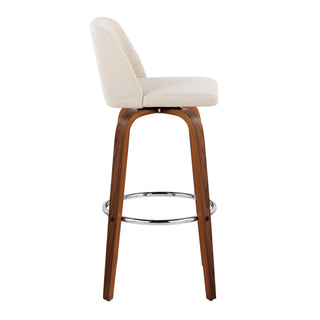 Toriano - Mid Century Modern Fixed Height, Barstool With Swivel With Round Footrest (Set of 2)