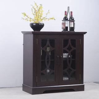 Modern Sideboard With Tempered Glass Doors - Ox Blood Red