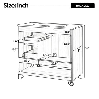 36" Bathroom Vanity With Sink, Soft Close Drawers - Natural