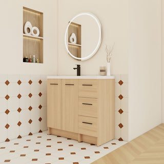 Wall Mounted Floating Bathroom Vanity With Sink, Door & Drawers Modular Cabinet